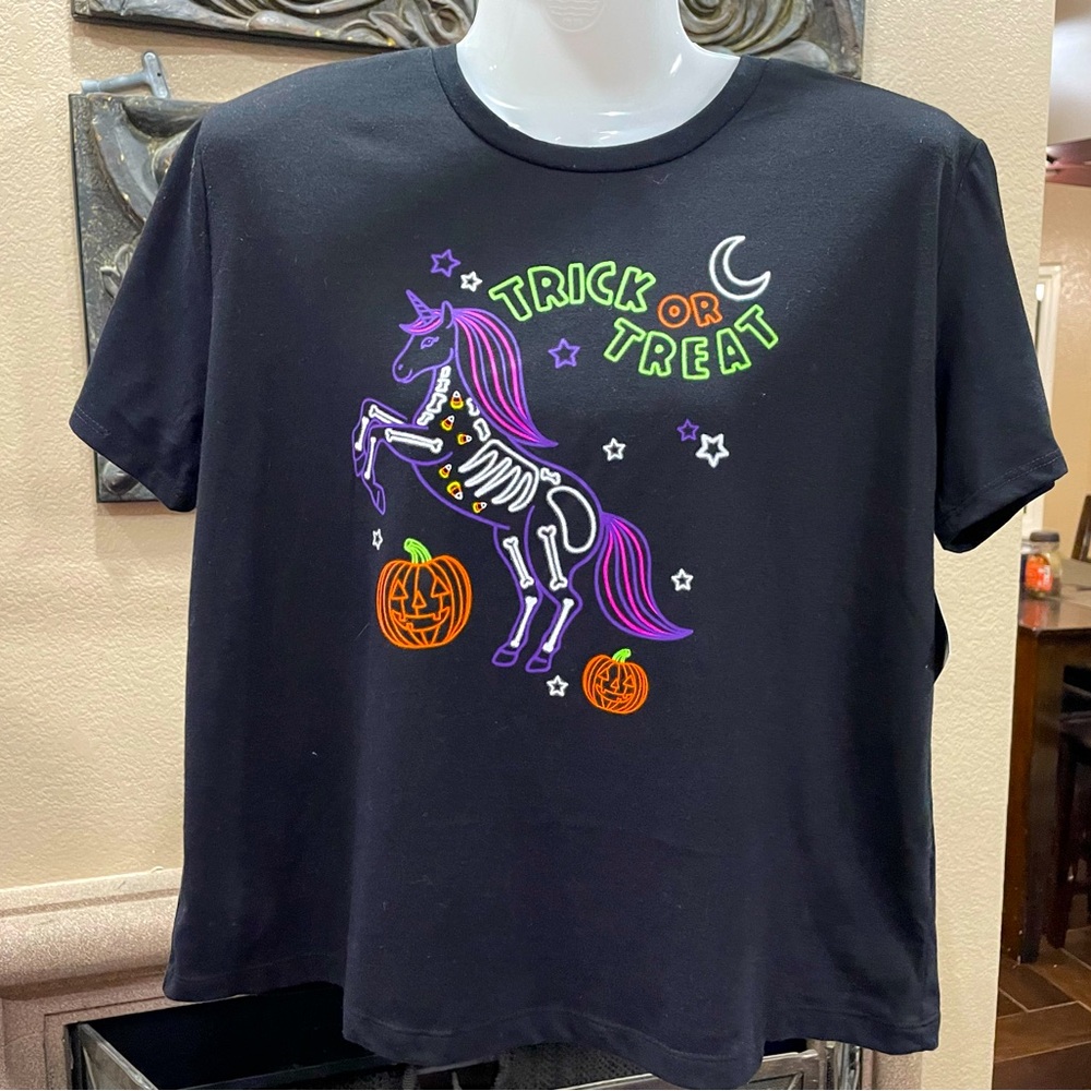 Girls Halloween 🎃 Unicorn 🦄 T-Shirt, Black, Size XXL (18), NWT, Trick or Treat